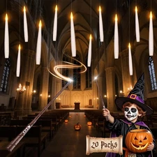 Halloween Decorations Floating Candles with Wand: 20Pcs Flameless Floating Candl
