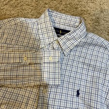 Ralph Lauren Shirt Mens Small White Check Long Sleeve Button Down Classic Fit
