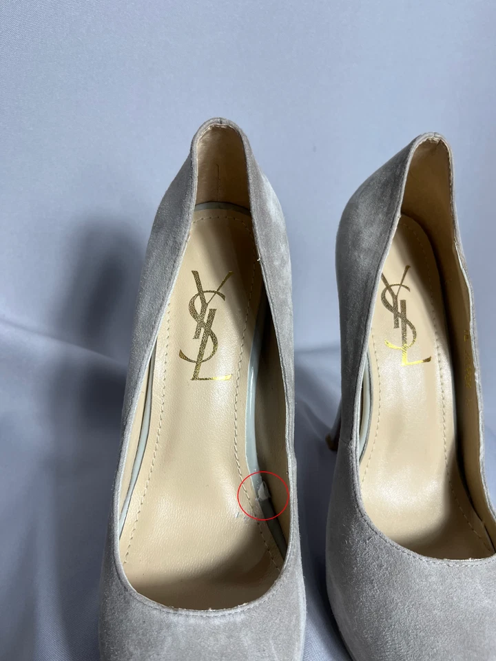 Yves Saint Laurent Tribute Tribtoo Gris Gamuza Plataforma YSL Talla 37 - Imagen 3 de 4