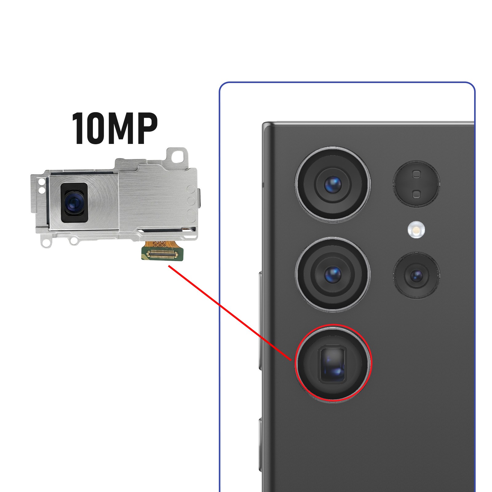 Téléobjectif de Précision 10MP Zoom 10X Excellence pour Samsung S23 Ultra