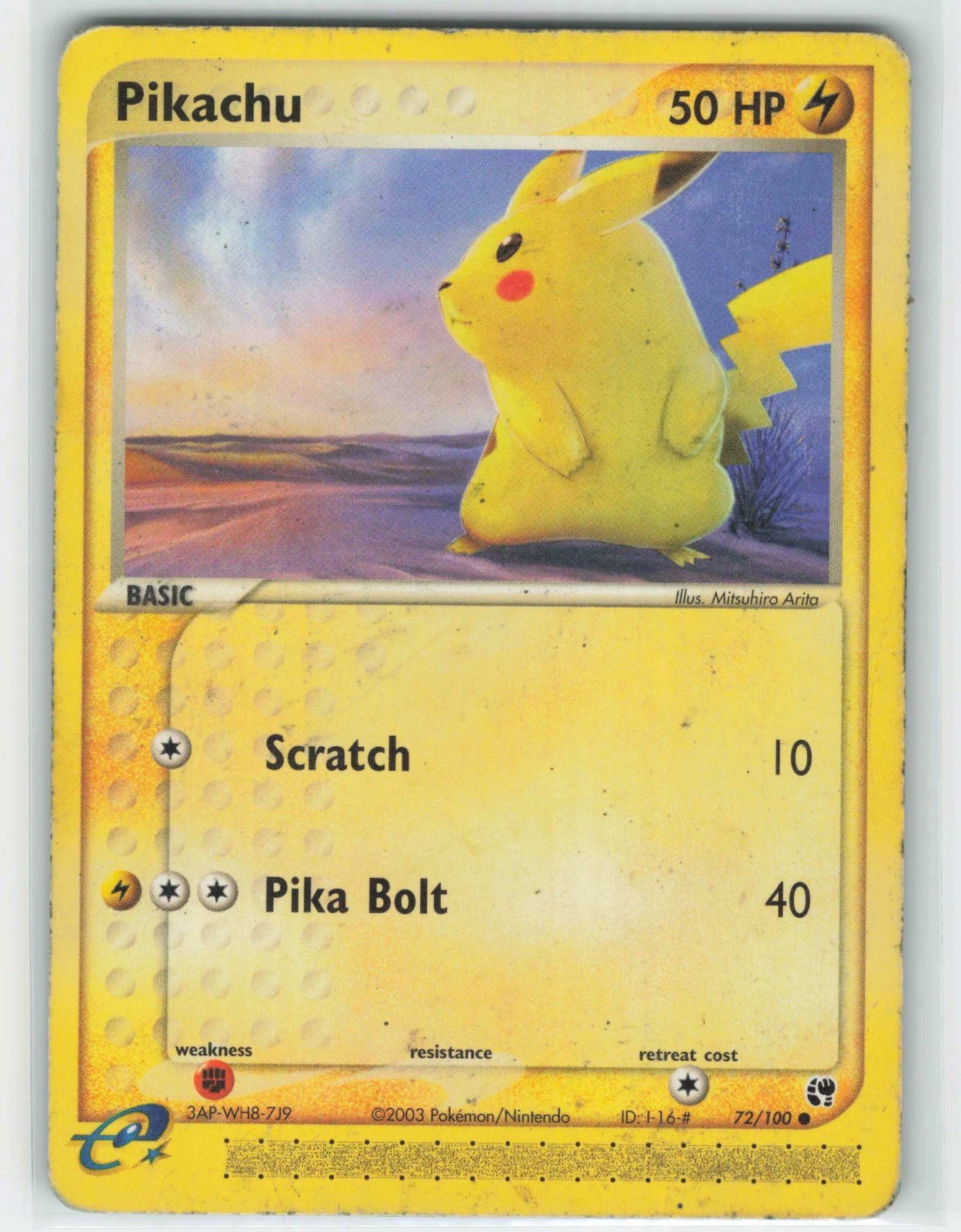 2003 Pokemon, Sandstorm, #72/100 Pikachu, Common HP