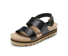 Dream Pairs Women s Black Leather Platform Sandals Ankle Strap Buckle US 8