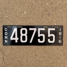 1916 Connecticut Porcelain License Plate Auto Tag Garage Decor Vintage 48755