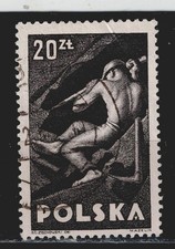Poland Underground Coal Miner stamp 1947 AA