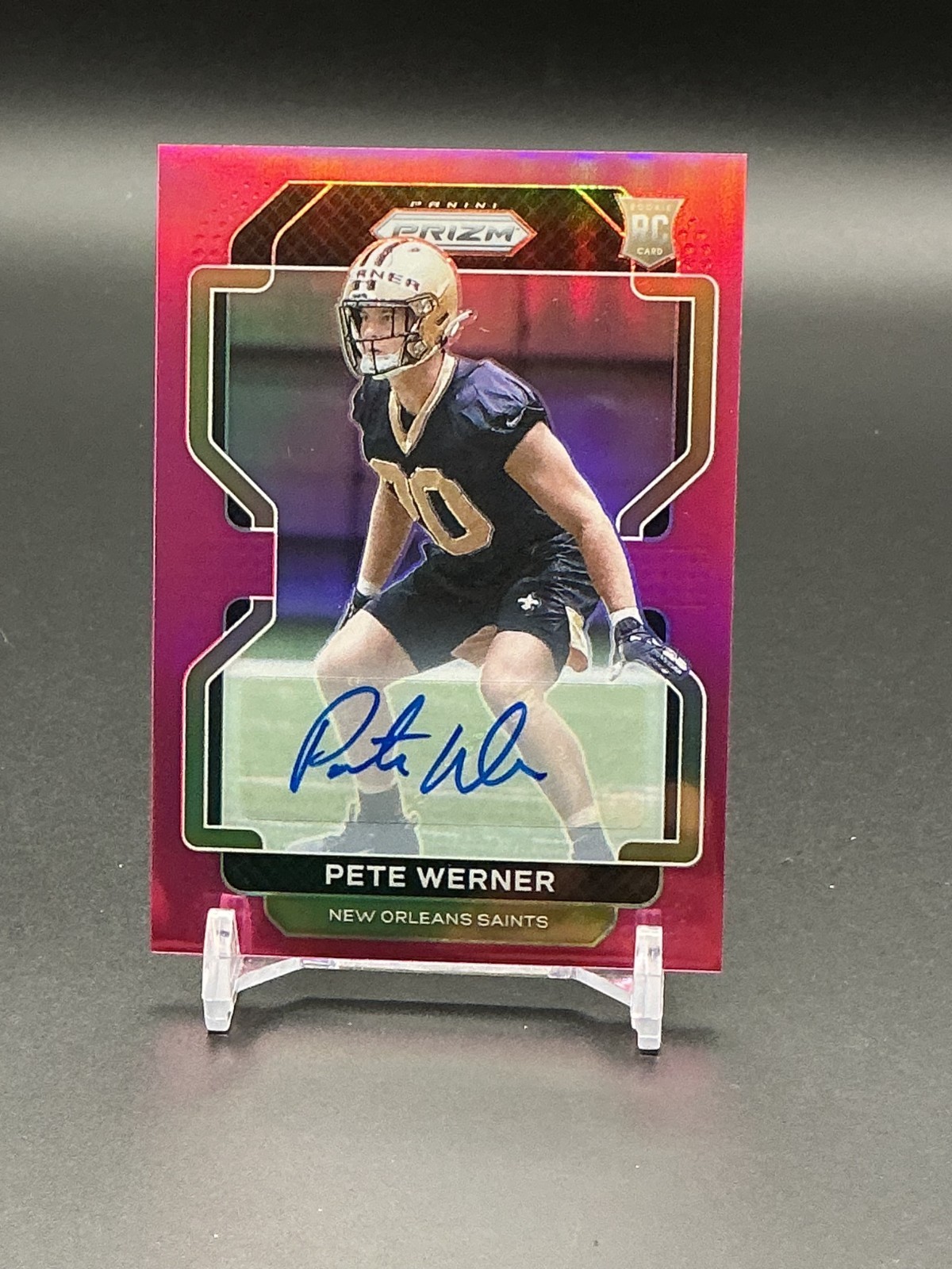 2021 Panini Prizm #391 Pete Werner - Autograph Pink Prizm RC