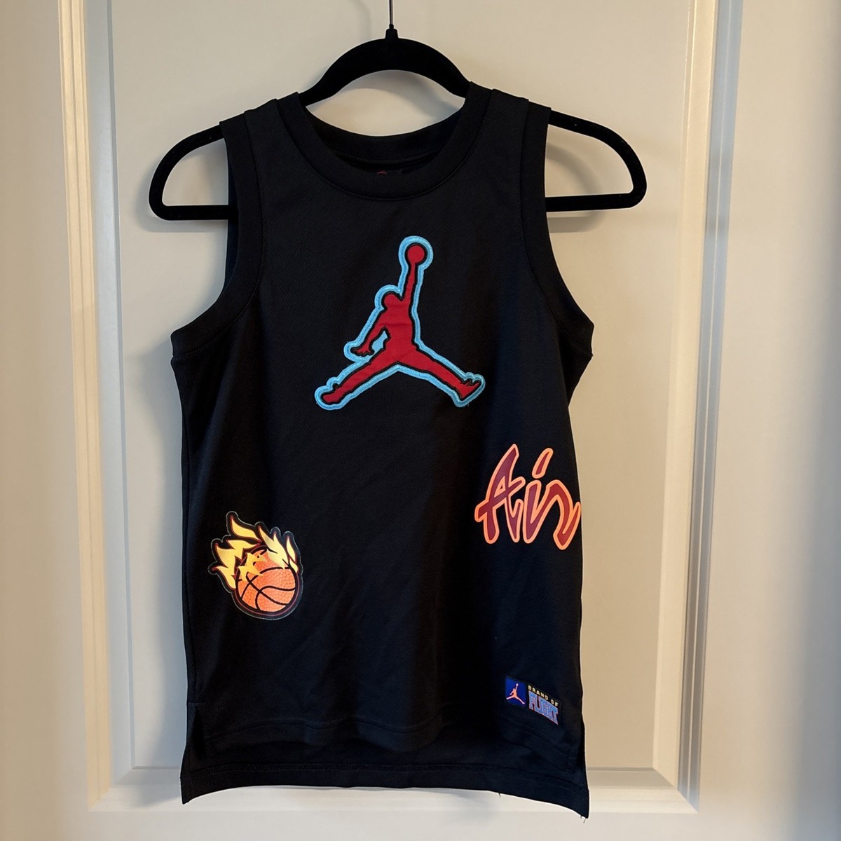 Jordan Brand Basketball Jersey Youth Medium Black World Champions Flight  Patches