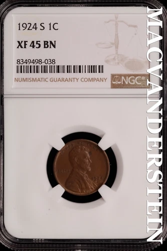 1924-S Lincoln Wheat Cent - NGC XF 45 BN - Scarce  No Reserve  #SLH113
