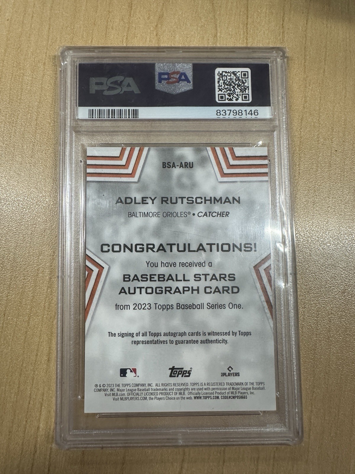 2023 Topps Adley Rutschman Baseball Stars Autograph Rookie PSA 10 view 2