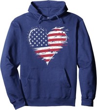 Cute American Flag Heart 4th of July Patriotic USA Unisex Hooded Sweatshirt