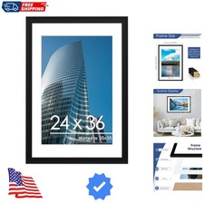24x36 Poster Frame, Display Pictures 20 x 30 with Mat or 24 x 36 Without Mat,...