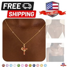 14K Gold Plated Cross Necklace for Women, Dainty Cross Necklace with Crown Tr...
