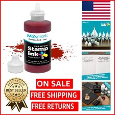 2 oz. Crimson Red Refill Ink for Self-Inking Stamps - Clean Application