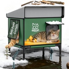 Heated Cat House for Outdoor: Weatherproof Outside Cat Shelter, Insulated Cat...
