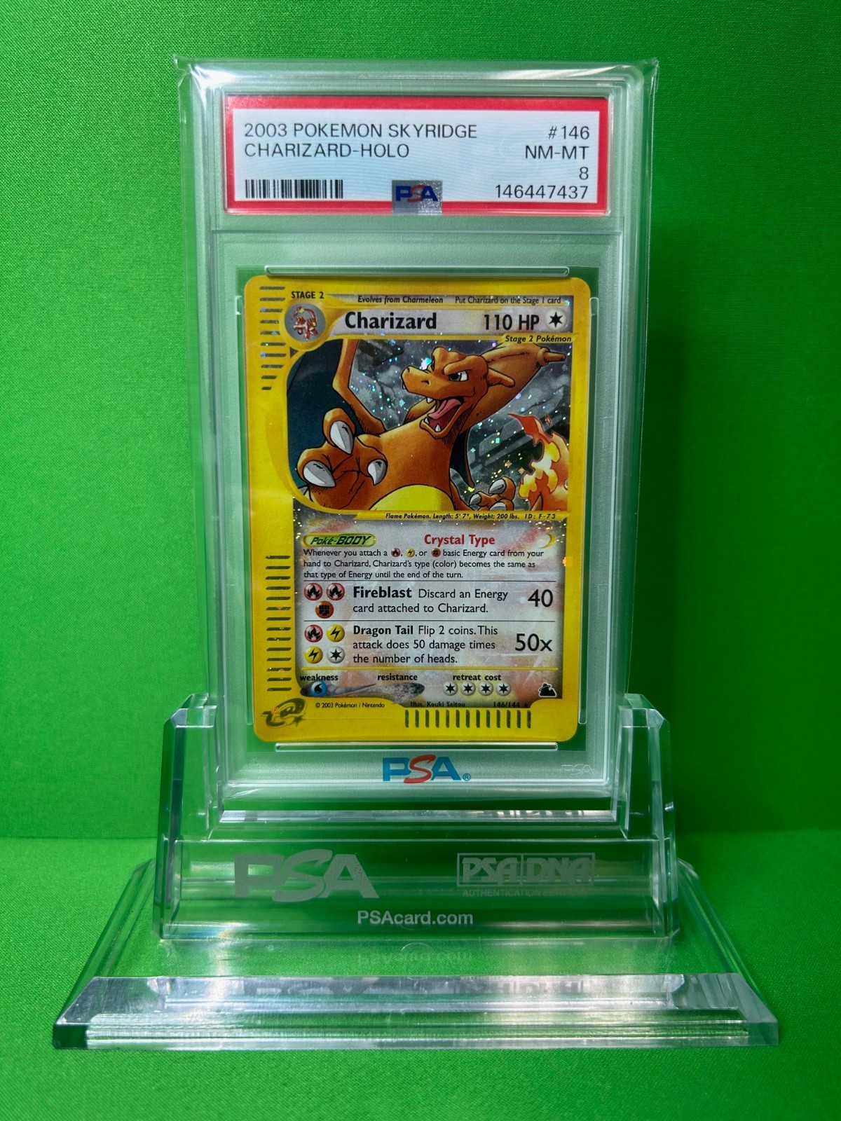 2003 Pokemon English Skyridge Crystal Charizard Holo 146/144 PSA 8 NM New Cert!
