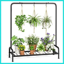 Plant Stand Outdoor Tall 40'' Plant Shelf For Patio Metal Plant Rack Flower P...