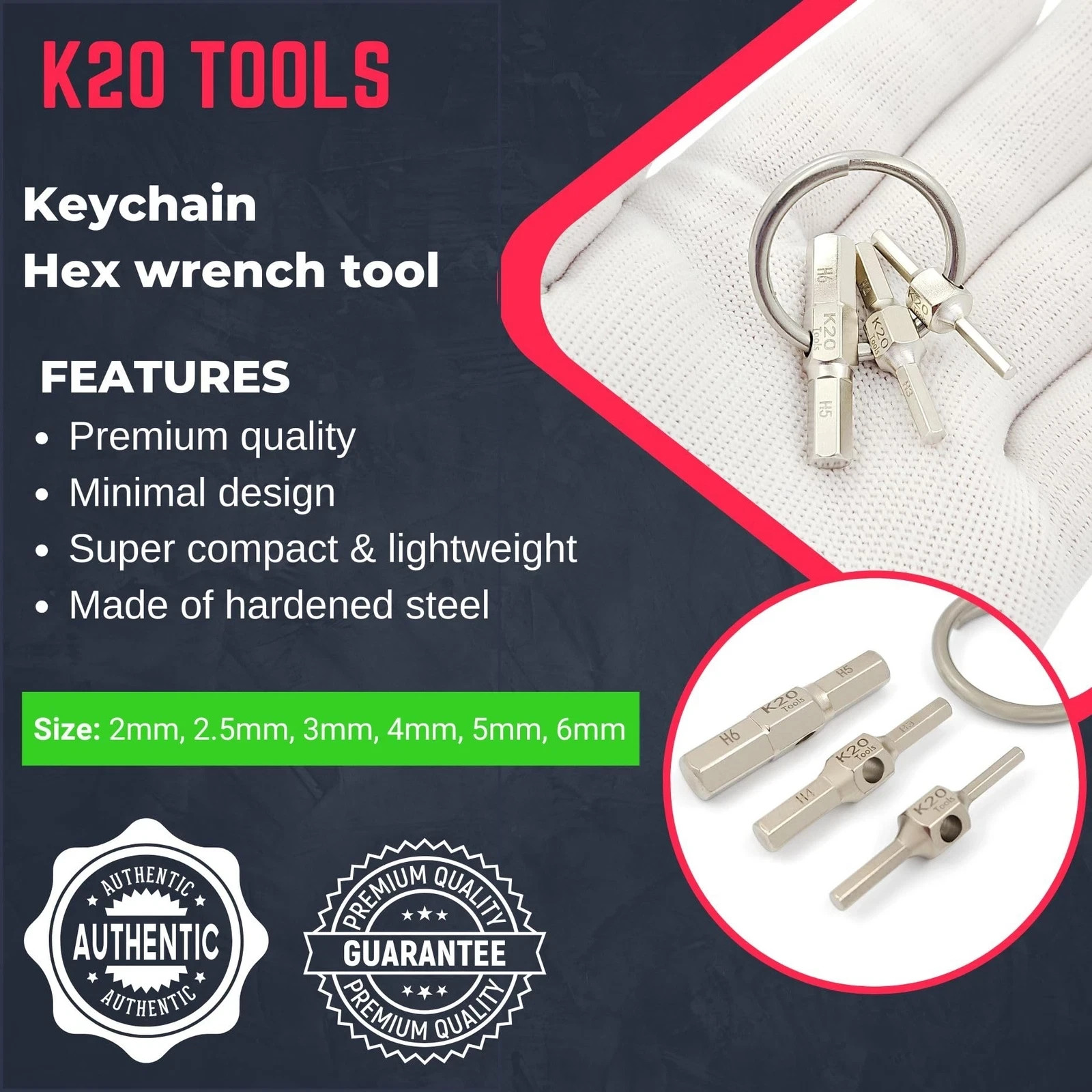 Allen Rnach Keychain Keychain Allen Hex Wrench Key Bit -Metric Tiny Multi-Tool 2/2.5/3/4/5/6 ...