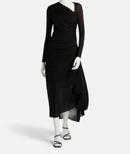 Zimmermann Women's Black Semi-Sheer Asymmetric Neck Illustration Dress Size 1