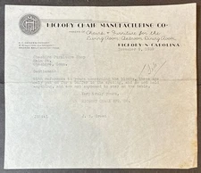 HICKORY, NC ~ Hickory Chair Mfg. Co., Furniture Mfr. ~ 1939 LETTER to CHESHIRE