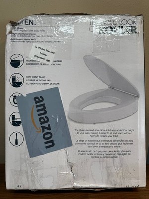 KOHLER 25875-0 Hyten 3'' Elevated Toilet Seat: Soft Close, Elongated White