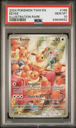 2024 POKEMON TWM EN-TWILIGHT MASQUERADE ILLUSTRATION RARE #188 EEVEE PSA 10