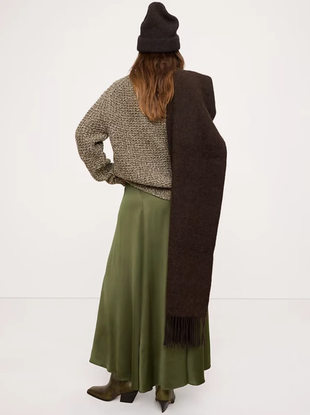 Venda Feminina Banana Republic #Nova Com Etiqueta Saia Maxi de Cetim Elástico #817875 - Imagem 4 de 4