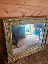 Large ornate gold mirror hand finished glitter detail 62x58cm