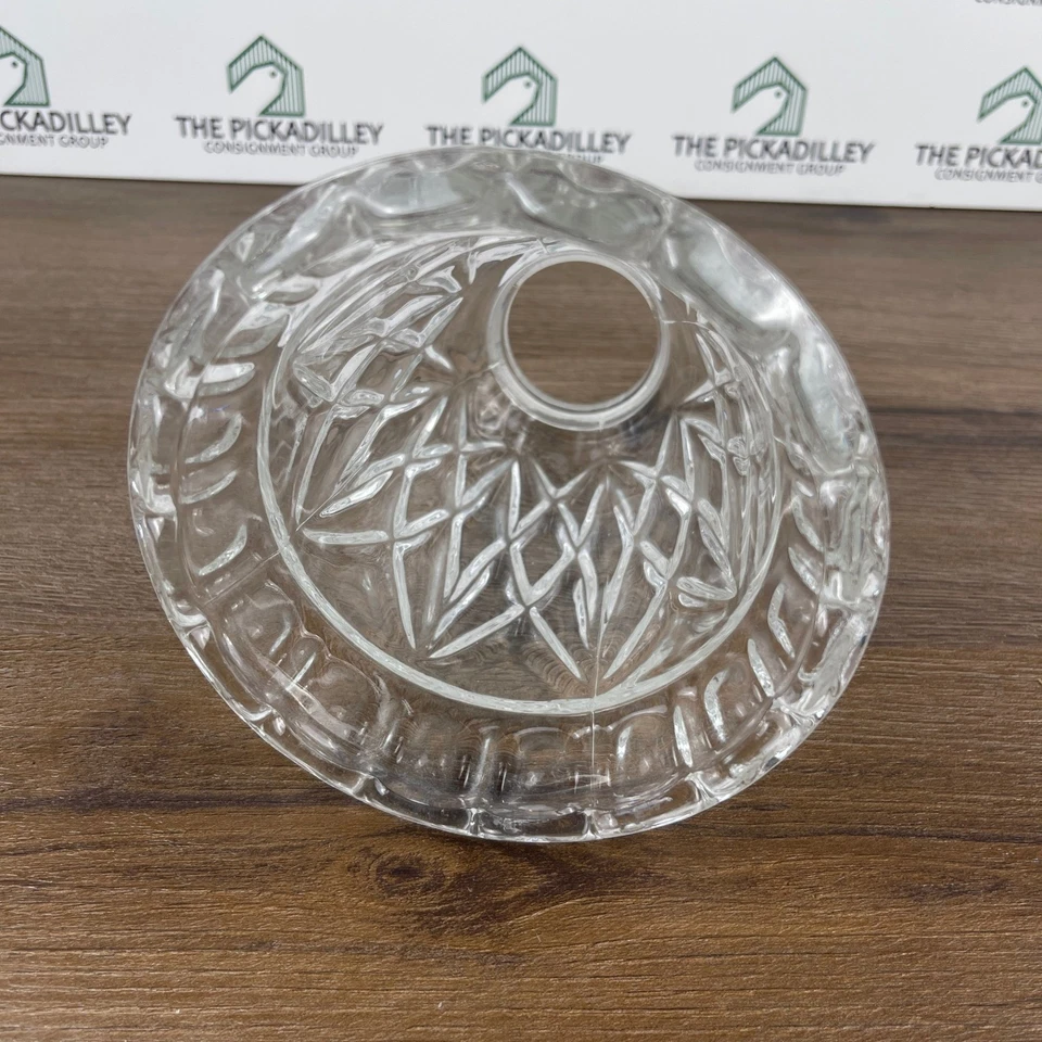 Set of 3 Clear Glass Bell Lamp Shades Diamond Cut Prismatic Texture Vintage - Image 3 of 4