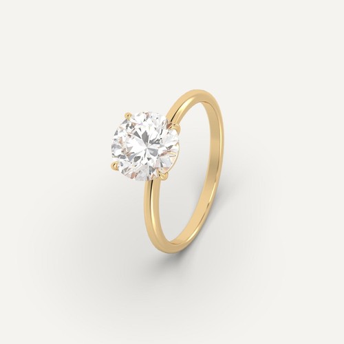 2.01 carat Round Cut Engagement Ring | 100% Natural Diamond in 14k Yellow Gold - Picture 4 of 6