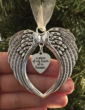 My Heart Is In Heaven Angel Wings Christmas Ornament 