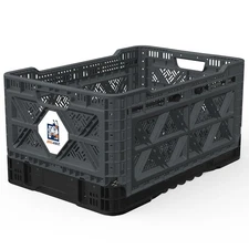 Heavy Duty Collapsible & Stackable Plastic Milk Crate - Snap Lock Foldable