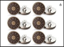 12 Sets Adjustable Buttons for Jeans 17Mm No Sew Instant Replacement Repair Kit