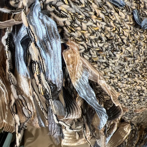 Chico's Multicolor Knit Ribbon Fringe Shawl Shrug Wrap One Size | eBay