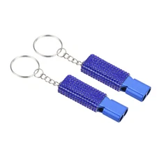 Emergency Whistle with Keychain, 2Pcs Bling Safety Whistles, Navy Blue