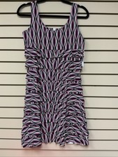 XS Lulu B Women  s Sleeveless Tiered Ruffled Black Pink Dots Dress UPF 50 NWT