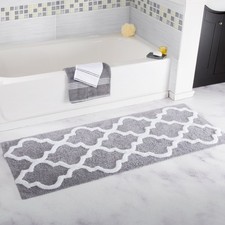 Bedford Home 100 Cotton Trellis Bathroom Mat - 24x60 inches - Silver