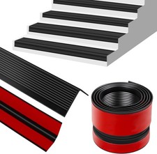 Stair Edge Trim,Vinyl Rubber Stair Nosing, Black Non-Slip Self Adhesive Stair E