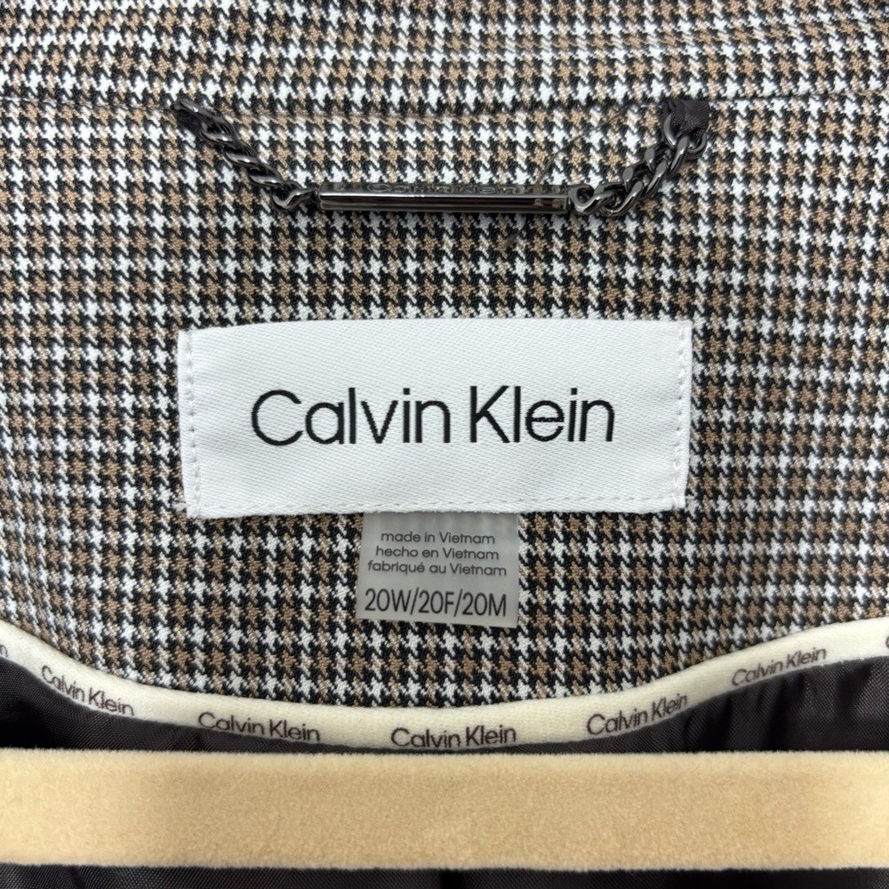 Calvin Klein Women's Checkered One-Button Blazer Jacket Brown/Tan Size 20W Plus thumbnail 3