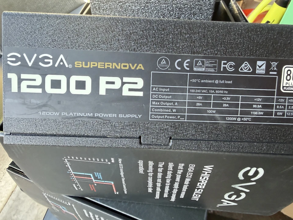 EVGA SuperNOVA 1200 P2 1200W 80 Plus Platinum Power Supply - Black - Image 2 of 4