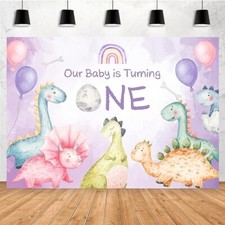 Aperturee 7x5ft Dinosaurs 1st Happy Birthday Backdrop