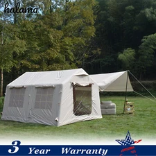 8-People Inflatable Camping Tent With Canopy & Pump Waterproof Windproof