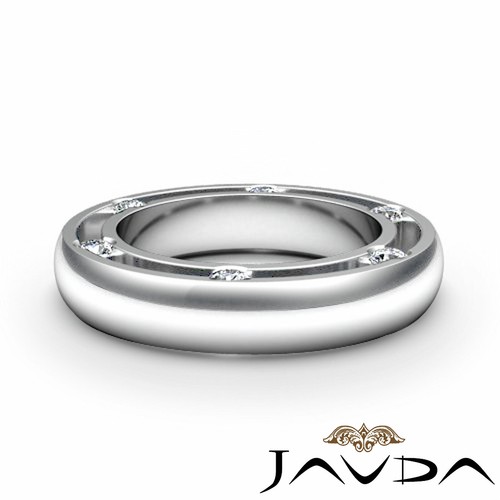 Men's Bezel Round Side Diamond Eternity Dome Wedding Band 14k White Gold 0.25Ctw - Picture 8 of 30