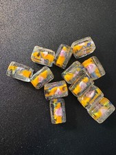 12 glass beads - B648 transparent design YELLOW Fancy - 10x15mm