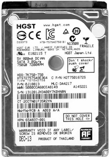 HGST Hitachi HTS721010A9E630 1TB HDD: 7K1000-1000 P/N: 0J30603 MLC
