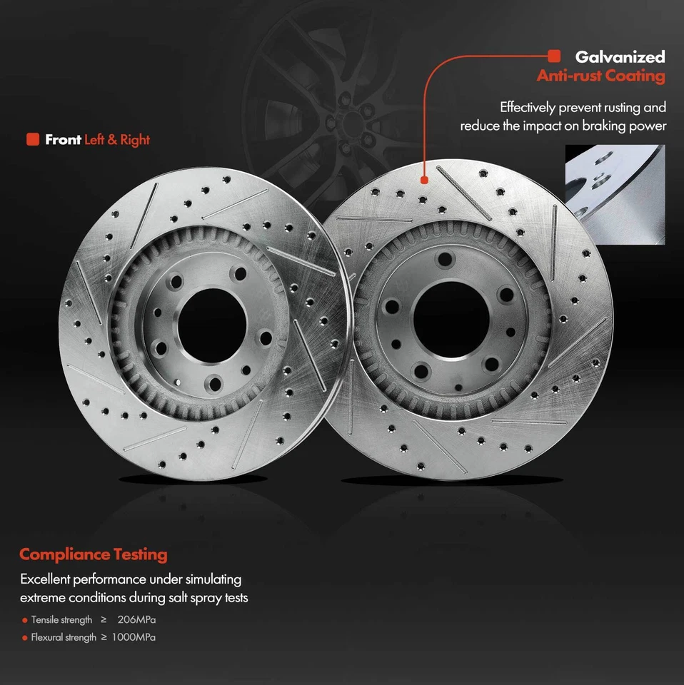 2Pcs Drilled Brake Rotors for Mazda MX-5 Miata 2006 2007 2008-2015 Front LH & RH - Image 3 of 4