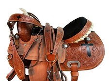 WESTERN SADDLE BARREL RACING TRAIL PLEASURE CROSS TOOLED LEATHER TACK 15 16 17