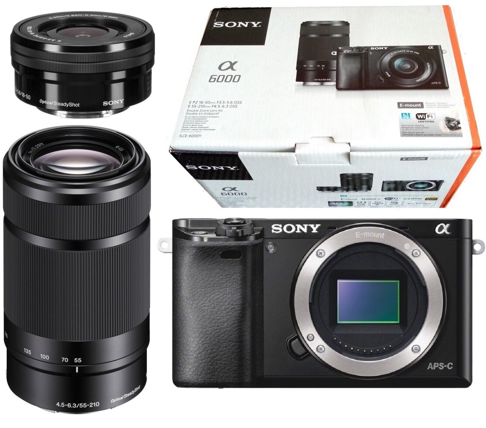 Sony Alpha A6000 24.3MP Mirrorless Digital Camera w/ (16-50mm & 55