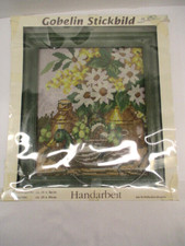 GOBELIN STICKBILD Flowers Duck Embroidery Kit w Frame 12" x 14" Germany Vtg