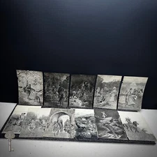 VINTAGE BLACK AND WHITE HISTORICAL ILLUSTRATIONS PRINTS SET OF 11 MEDIEVAL ART
