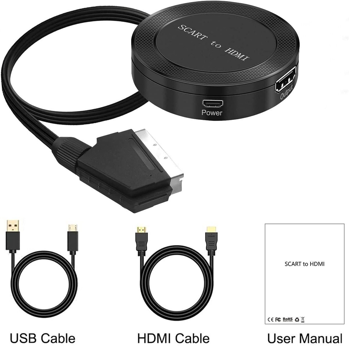 Scart to HDMI Converter Video Audio Adapter with HDMI Cable for