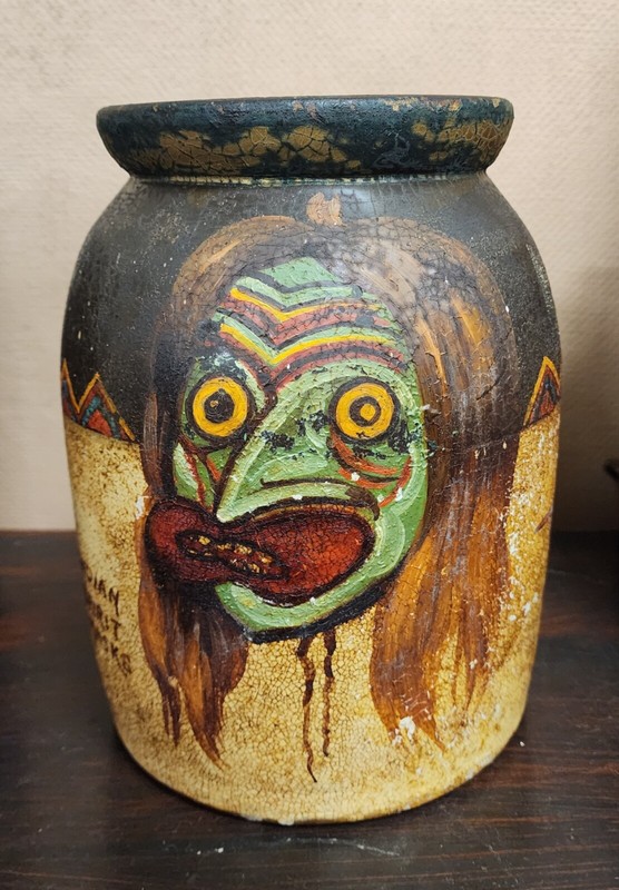 Antique Native American Indian Polychrome Crock - Acoma - Folk Art